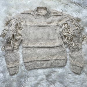ULLA JOHNSON Delma Fringed Alpaca Blend Sweater S